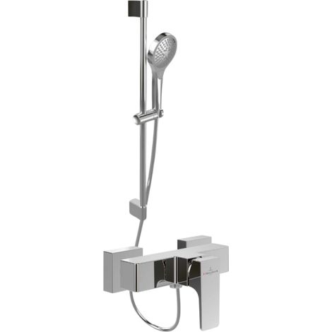 Mitigeur mécanique douche VILLEROY ET BOCH Architectura Square Chrome + Ensemble de douche Verve Showers 3 jets Chrome