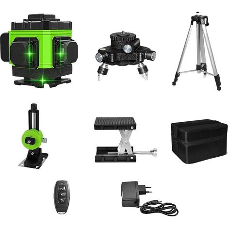 Niveau Laser, 12 Lignes, Faisceau Vert, Auto-Nivelant (1/2)