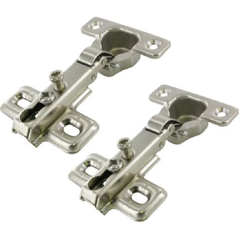 Bisagras ocultas para muebles, apertura de 95°, acero niquelado D.26 mm, distancia entre ejes 38 mm, 2 piezas