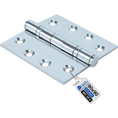 Lot de 4 Charnières à roulement 90 x 90 mm – Électro‑galvanisées (galvanoplastie) – Paumelles pliantes robustes pour meubles – GeZu Impex (1/5)
