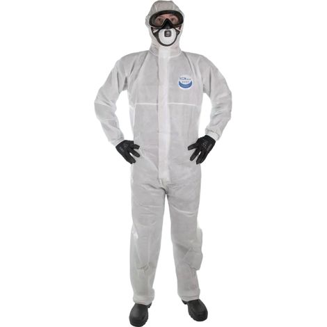 Tuta monouso traspirante con cappuccio WeeSafe Weecover Eco MEDICOM Tipo 5/6 (Lotto da 50) Bianco XL (1/2)