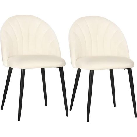 SET 2 SEDIE IMBOTTITE CON RIVESTIMENTO EFFETTO VELLUTO BEIGE (1/5)