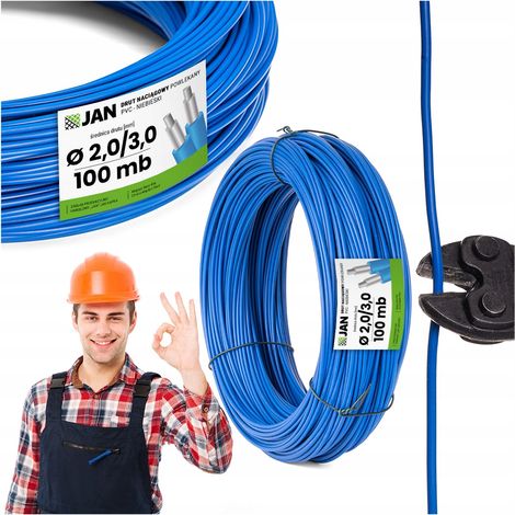 Fil de tension gainé pour vergers, OC PVC 3.0, pour grillage, 100 m, bleu