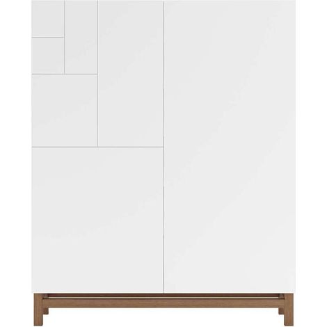 Recibidor zapatero modelo 515 acabado nogal claro/blanco, 90x112x27 (ancho x alto x fondo) (1/3)