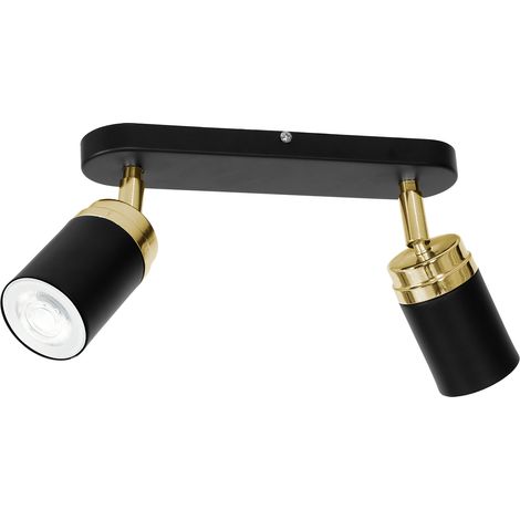 Barre plafond 2 spots noir mat/or GU10 2x15W Luminex