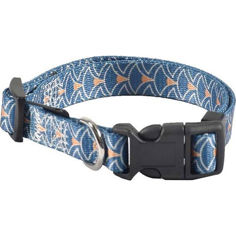 Collare in nylon blu resistente stampa in stile giapponese modello Geisha per cani