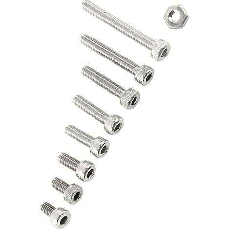 Ensemble de 300 vis, boulons et écrous à tête hexagonale creuse M2.5 en acier inoxydable A2 (1/5)