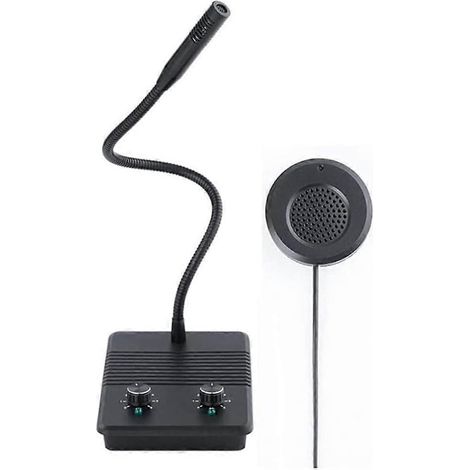 Interphone de fenêtre avec haut-parleur extérieur - Système d'interphone bidirectionnel pour comptoir, idéal pour les banques et les bureaux. (1/3)