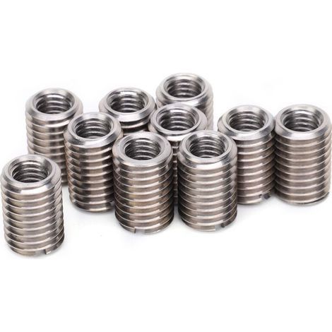 10 Pièces Inserts de Filetage, écrou Réducteur Manchon de Réparation en Acier Inoxydable M8 Femelle et Conversion de Filetage Mâle M12 (1/4)