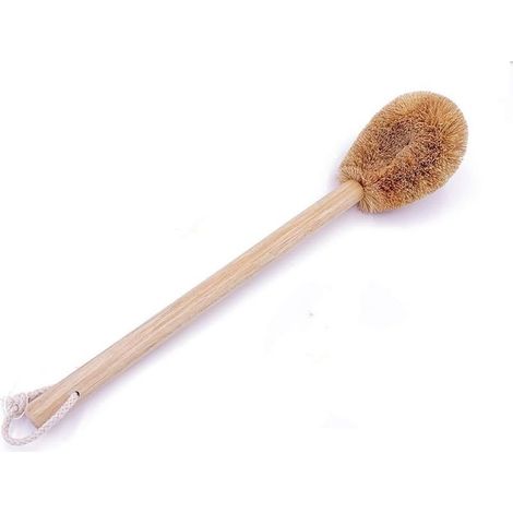 Brosse WC en fibre de coco naturelle - Poignée en bois écologique avec cordon en coton (1/5)