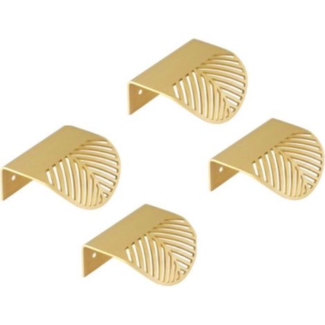 4 Pcs Poignée de Tiroir Cuisine à la Maison Fort Haute Qualité Poignee de Porte de Cuisine Doré en Forme de Feuille pour Chambre à Coucher Salle de Bain Cuisine Salon Bureau Meubles Boutons Accessoire (1/4)