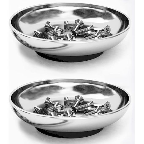 JUEGO 2 BANDEJA IMANTADA MAGNETICA REDONDA 150MM PARA TORNILLOS, (1/4)