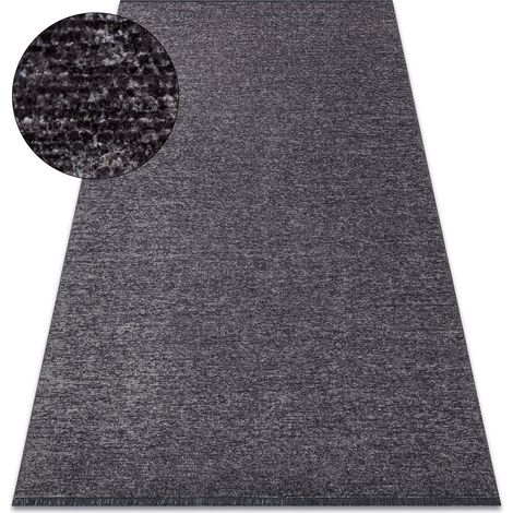 Tapis FLORENCE 24021 Uni, glamour, tissé à plat, franges - anthracite grey 135x190 cm
