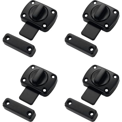 Verrou de porte battante, en alliage de zinc, pour salle de bain, chambre, toilettes - Noir. Verrou de sécurité pour la sécurité de votre domicile.