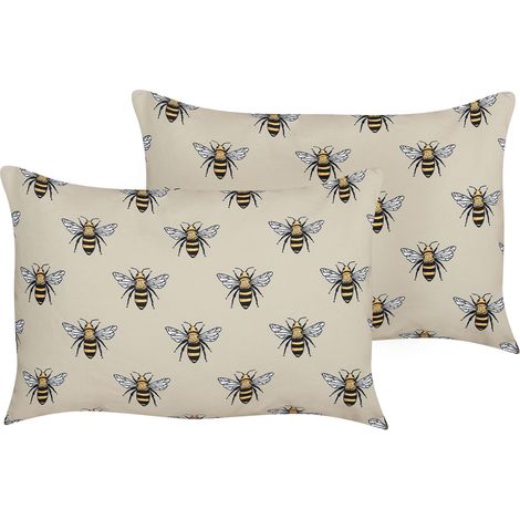Gartenkissen 2er Set CANNETO Tiermuster 40 x 60 cm Beige (1/5)