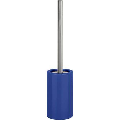Brosse WC Porte-Balai Toilette Pot à Balai Tube Ensemble WC à Poser en Céramique et Acier Inoxydable Bleu