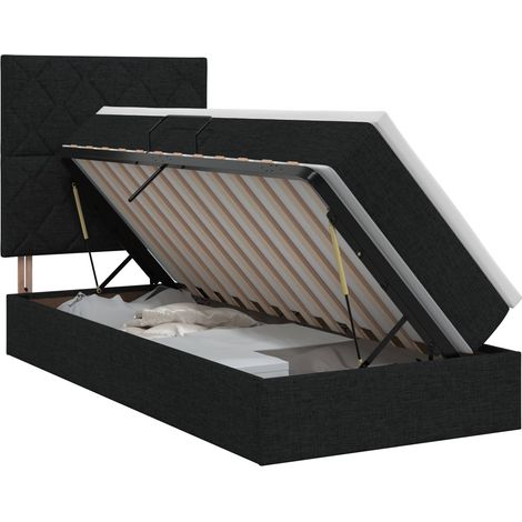 Maison Exclusive - Letto con contenitore e materasso Nero 100 x 200 cm Tessuto (1/5)