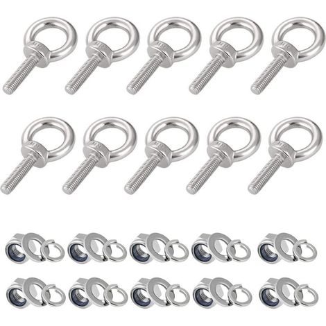 10 Stück, Ringschrauben mit Muttern, Ringschrauben aus Edelstahl, Ringschrauben für Maschinenschulterhebevorrichtungen, hochbelastbare Schrauben, M8x30 mm