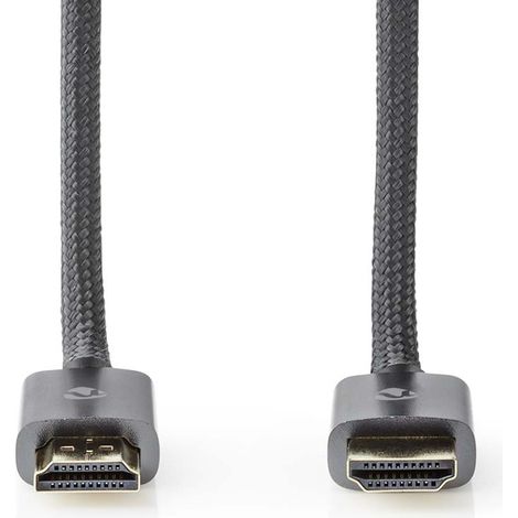 Cable hdmi haute vitesse avec ethernet connecteur hdmi connecteur hdmi 4k30hz arc 18 gbps 1000 m rond coton gris avec metal verrouillage (1/5)