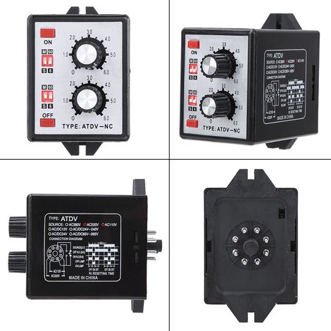 Interrupteur à minuterie double marche/arrêt avec bouton de commande 6S-60M AC 220V (1/5)