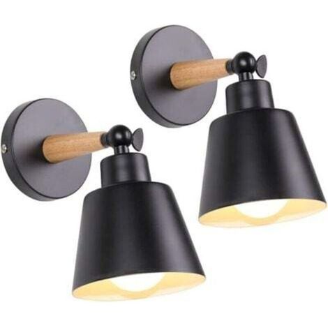 2 Packs Appliques Murales Vintages Industrielles Plafonniers Luminaires E27 en Métal Réglable Lampe Murale Interieur Rétro pour Chambre Cuisine Resta (1/4)