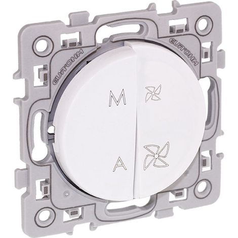 Eur Ohm – Commande VMC 2 vitesses avec position stop NF – Encastré – Interrupteur marche/arrêt – IP21 – Mécanisme silencieux