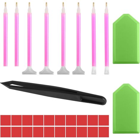 Accesorios para pintura de diamantes 5D de 31 piezas: 8 bolígrafos para pintura de diamantes, 20 pastas de modelado, 2 bandejas y 1 par de pinzas, para manualidades, decoración de uñas y herramientas 