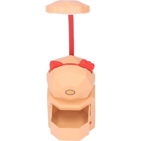Lampe de bureau LED rechargeable par USB, lumière chaude, design mignon de dessin animé, protection des yeux, avec boîte de rangement, jaune (1/5)