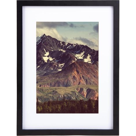 Cadre photo 30x40 cm Noir, cadre en bois MDF avec passe-partout, verre acrylique haute transparence, cadre moderne interchangeable pour photos, tableaux et œuvres d'art
