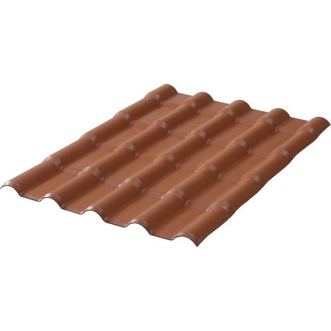 Plaque pvc imitation tuile moderne 222 x 75 cm (3 coloris) - Coloris - Terre cuite, Largeur - 75 cm, Longueur - 222 cm