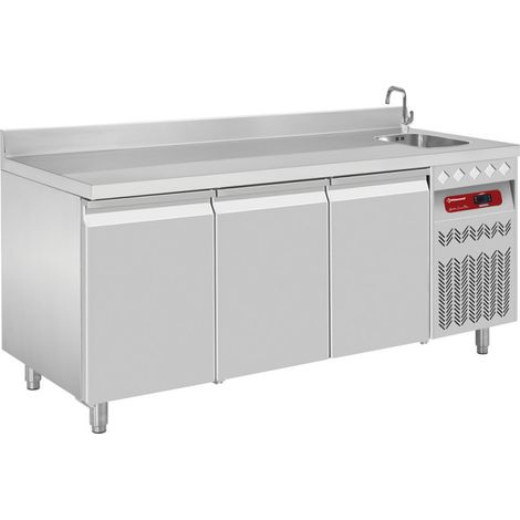 Table réfrigérée murale ventilée GN1/1+ évier - Diamond (1/5)