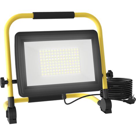 Beyamis LED-Strahler mit 8500 Lumen, Schutzart IP65, 6500 K, wetterfest, verstellbar und tragbar, 35 x 20 x 32 cm, gelb