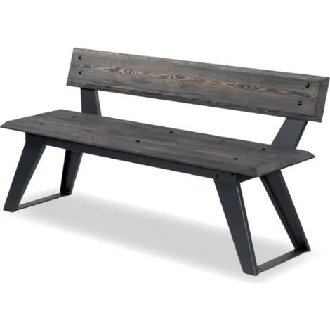 Panca Sak&eacute 233 legno metallo schienale 150x43x73h Giochipark zincata verniciata - Grigio Micaceo/Grigio
