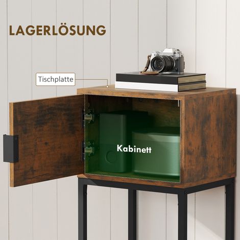 Console étroite en bois rustique marron, meuble de rangement industriel pour salon ou entrée, dimensions 40x30x76 cm