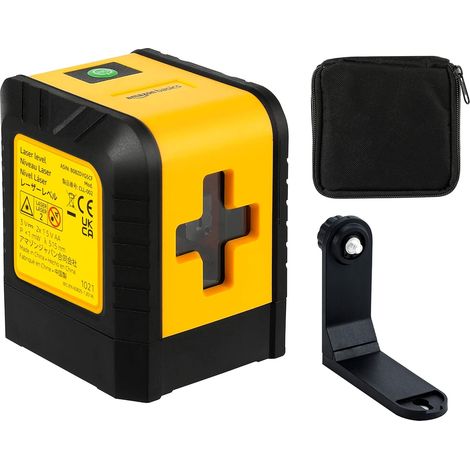 Amazon Basics Niveau laser à lignes horizontale/verticale et transversale, classe II, 18 m, Jaune/Noir (1/5)
