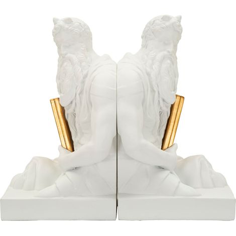 Fermalibri in resina bianca, 25,5x15x22,3 cm – Poseidone (1/5)