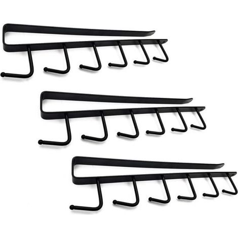 Porte tasse suspendue - Non spécifié - 3PCS - Métal noir - Installation sans perçage - Style industriel (1/4)