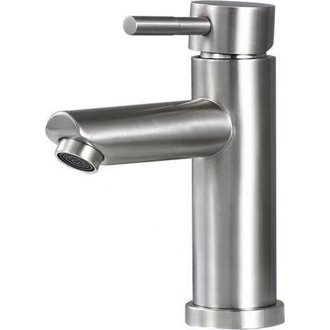 Export-grade 304 stainless steel brushed gold bathroom sink, single-hole washbasin, hot and cold water undermount basin faucet - brushed straight spout, low-profile [hot and cold water]