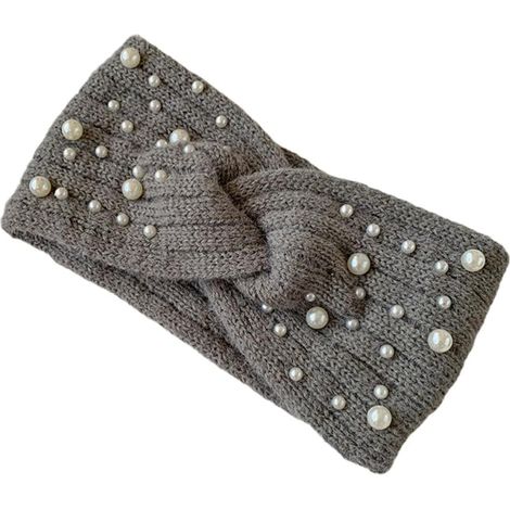 Fascia per capelli intrecciata da donna con perline, ideale per Halloween, l'inverno e per stare al caldo. (1/5)