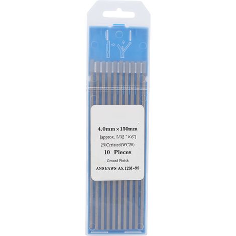 Électrodes tungstène WC20 4mm x10 pièces, aiguille arc pour soudage fin inox gris, baguettes TIG robustes (1/5)