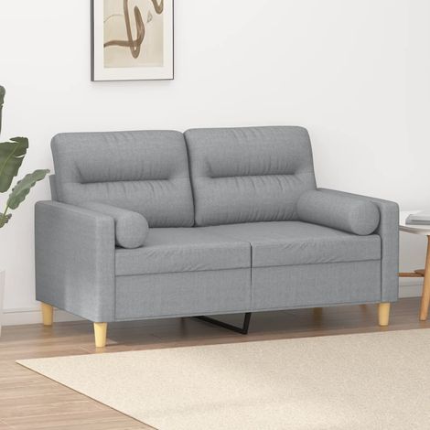 2-Sitzer-Sofa mit Zierkissen Hellgrau 120 cm Stoff (1/5)