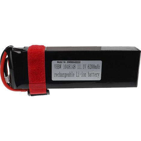 vhbw Batería recargable compatible con XT60 clavija (m) para modelismo por ej. coche carreras, avión (6200mAh, 11,1V, Li-poli, 156,5 x 50 x 30mm)