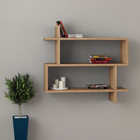 Decortie Paralel Wandregal Modern Bücherregal Eiche B 70cm Medium (1/3)
