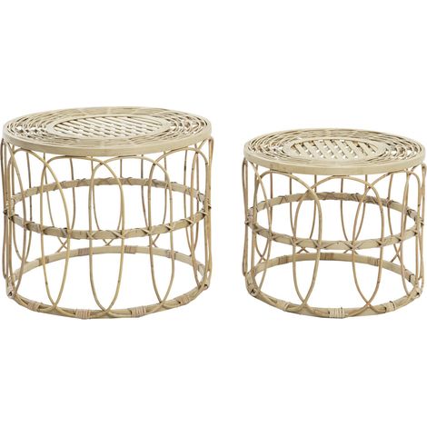 Table Auxiliaire Set 2 Rotin 50X50X41,5 Naturel (1/4)