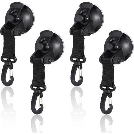 Ancrages à ventouse 4 pièces avec crochets de fixation Black (1/5)