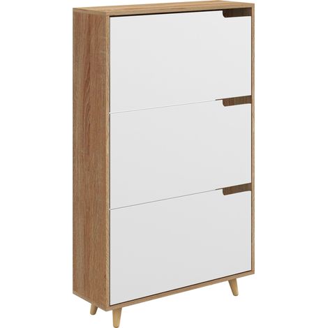 Scarpiera Salvaspazio 18-24 Paia di Scarpe a 3 Cassetti 72x24x119 cm in Truciolato Bianco (1/5)