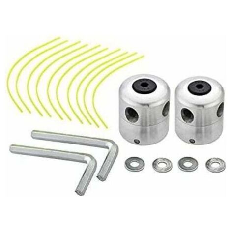 Lot de 2 têtes de débroussailleuse universelles en aluminium Double tête de ligne en nylon Bobine de ligne Accessoire de débroussailleuse (1/5)