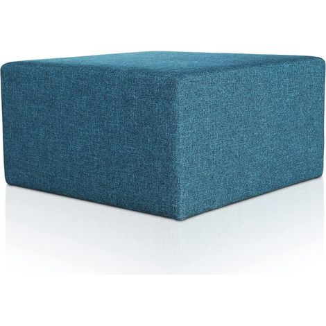 EVERGREENWEB Pouf poggiapiedi 83x83 cm per Divano Sgabello Cubo, tessuto Idrorepellente: Pouf design moderno per soggiorno camera da letto, Puff salotto, Pouffe Rubino BLU (1/4)