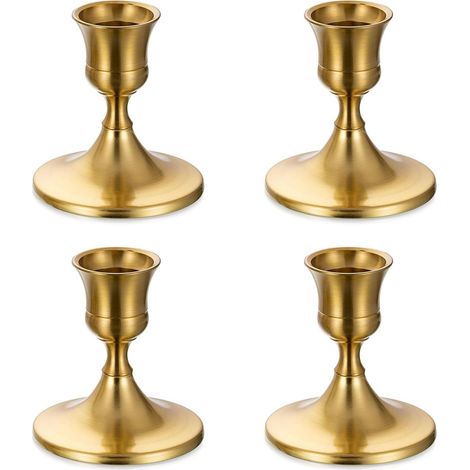 BRAVIX Petite Chandelier Bougeoir Doré - Lot de 4 Bougeoirs Mariage Métal Décoratifs pour Bougies Chandelles Piliers Noel Decoration Maison L’Avent Centre de Table Moderne (1/5)