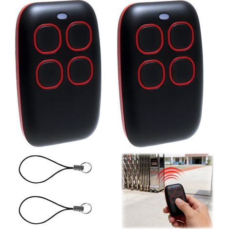 Télécommande universelle de porte de garage 433 MHz, code de roulement multifréquence 4 en 1 et code fixe, compatible avec plus de 90 marques, Ouverture de porte de garage universelle 433 MHz, rouge ( (1/5)
